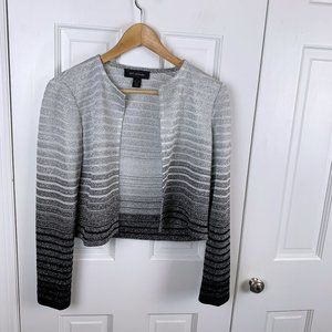 St. John Metallic Cropped Gradient Silver Black Cardigan